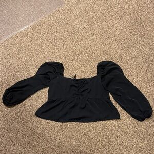 Abercrombie & Fitch Black Puff Sleeve Blouse